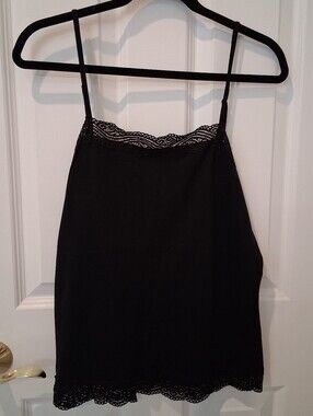 Ann Taylor Black Lace-Trim Spaghetti Strap Tank